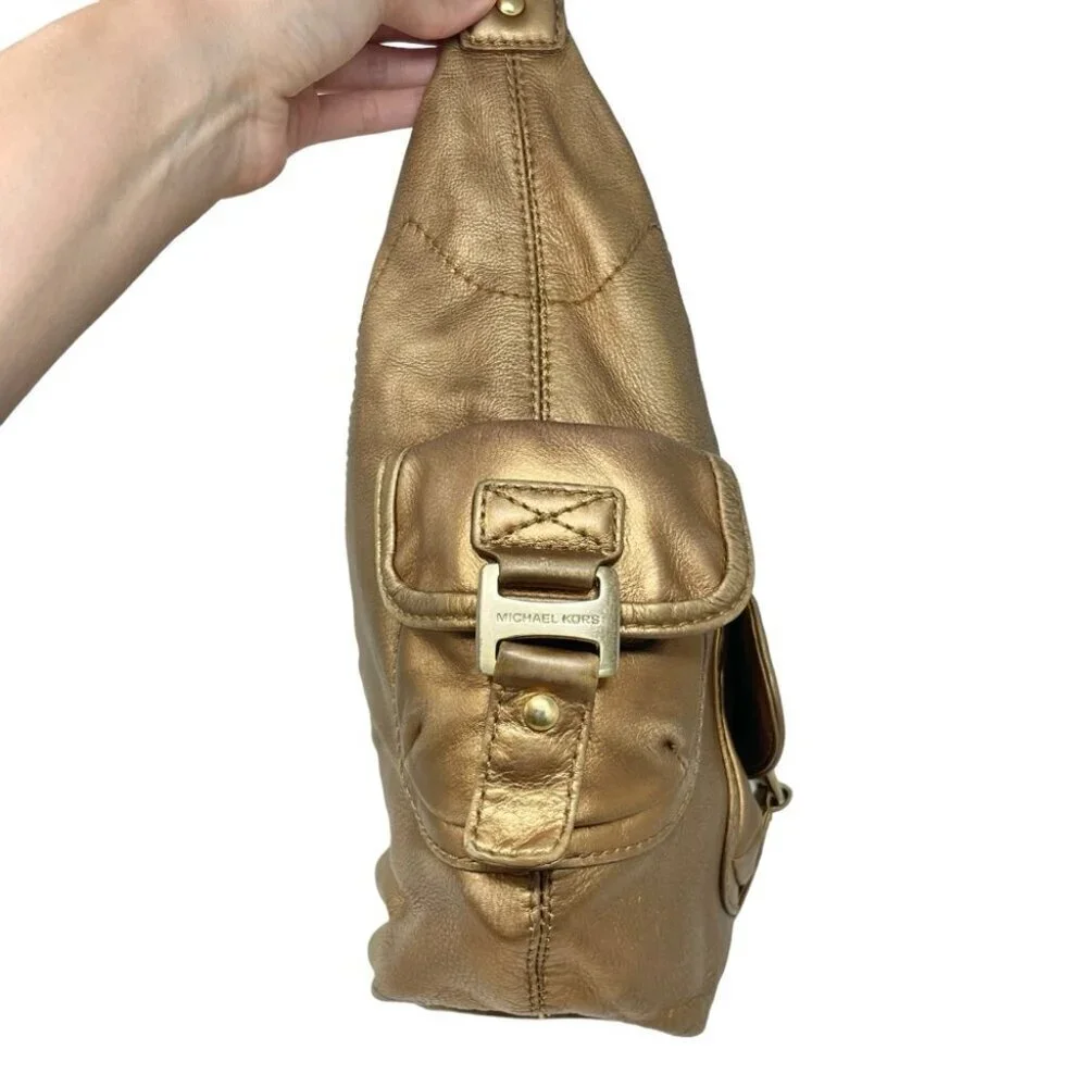 Michael Kors Austin Bronze Metallic Leather Large Hobo Bag - Picture 6 of 15